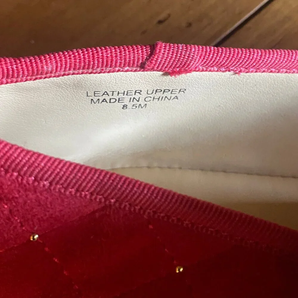 Talbots 8.5 Penelope Quilted Ballet Flats - Red Studded Suede - Picture 8 of 13